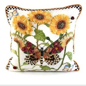 Mackenzie-Childs Monarch Butterfly Square Pillow White
